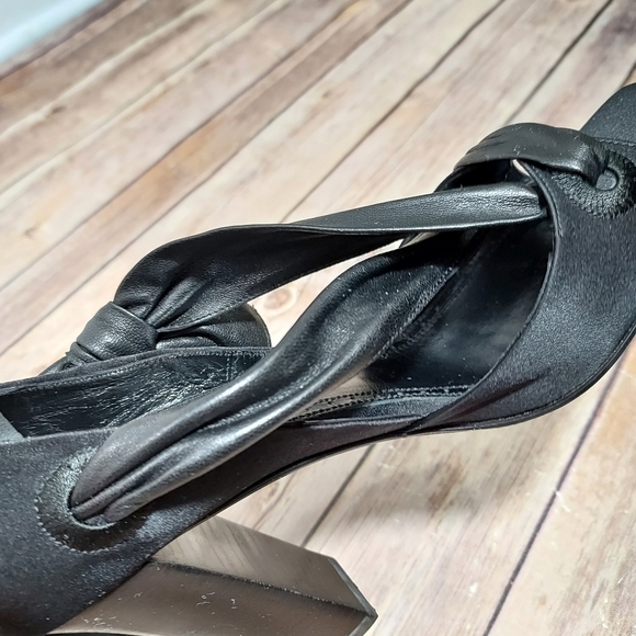 Yves Saint Laurent Rive Gauche black peep toe heels 36.5 - Picture 11 of 16